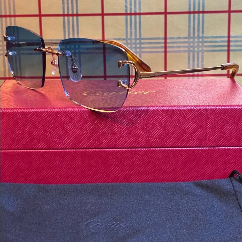 Cartier Unisex Big C Rimless Sunglasses - Picture 3 of 6